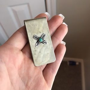 Silver and turquoise money clip